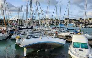 Tempête Goretti : dégat sur le port de Saint-Vaast